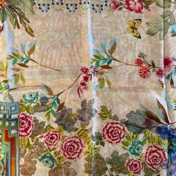 Johnny Was Decklyn Floral Print Silk Pillow Case Zip Home Lounge Red Beige NEW - Picture 3 of 4